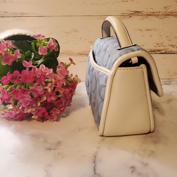 RETAIL Coach Denim Quilted Top Handle Bag- Light Chambray (Acid Wash Denim) - Picture 12 of 15